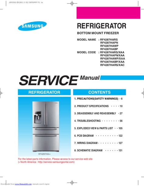 Follow the instructions in the owner's <strong>manual</strong> to install the part. . Samsung rf263beaesr aa manual